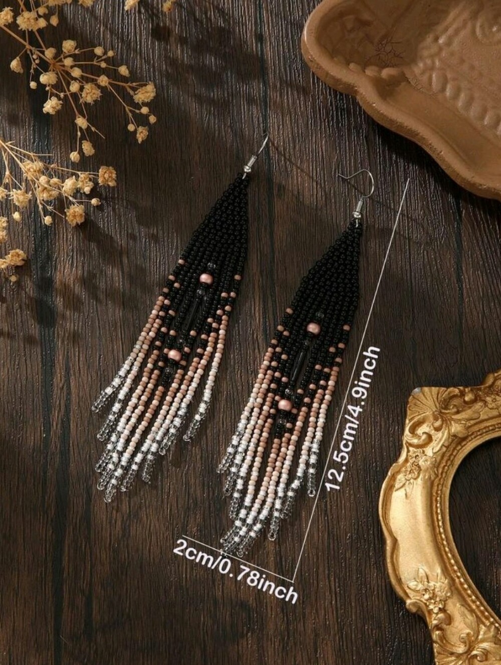 Handmade Boho Chic Beaded Earrings - Picture 4 of 4